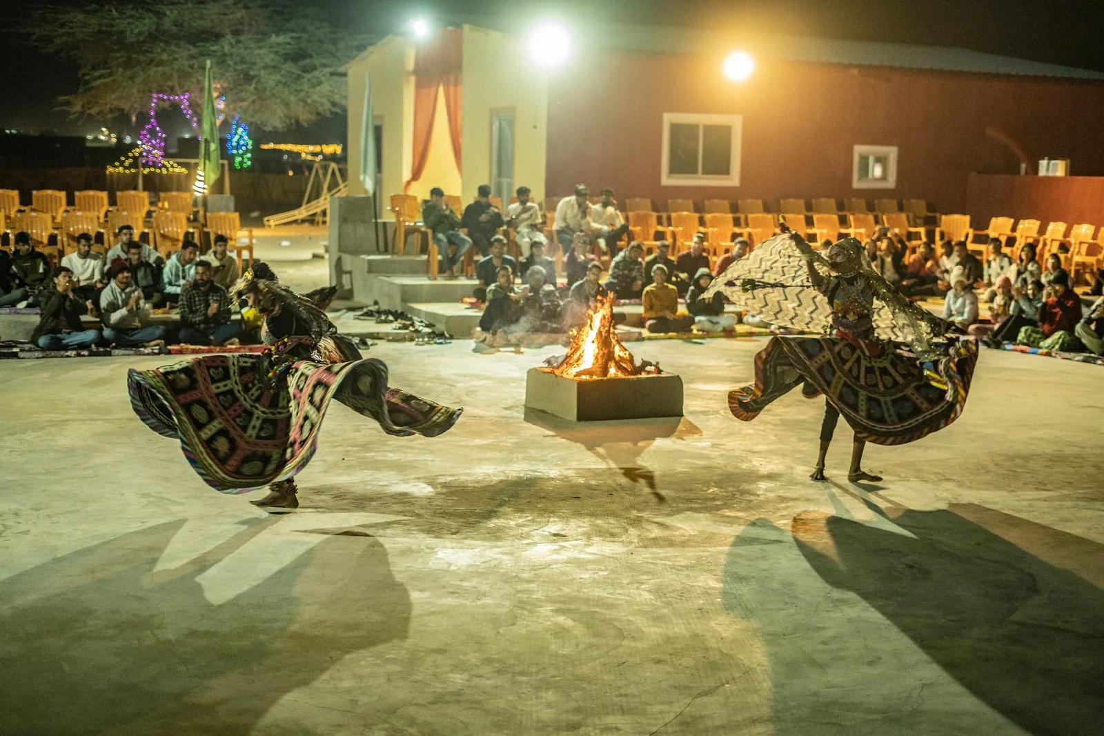 Folk dancers performing at camp